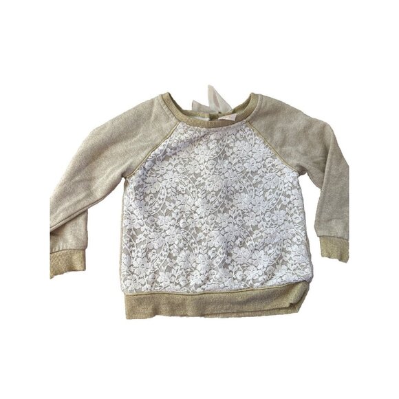 Vtg Savannah Girls Toddler Sweater Sweatshirt Top 2T Gold Sparkle Lace Bow - Picture 1 of 10